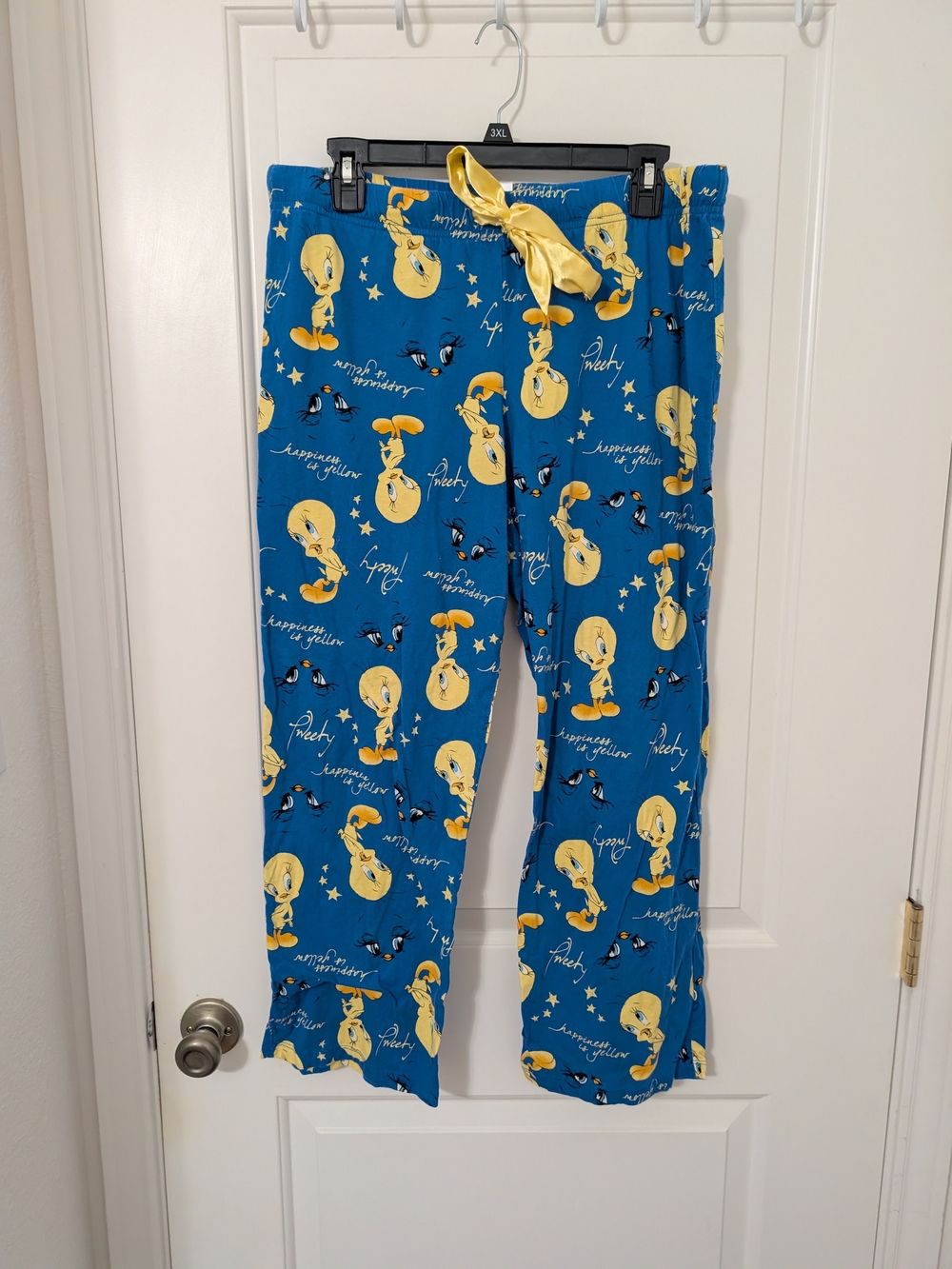 Tweety Bird Looney Tunes Womens Pajama Pants L 12/14 Y2K Blue